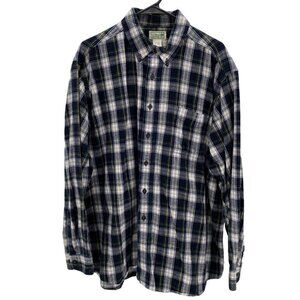L.L. Bean Blue/Green Plaid Long Sleeve Flannel Button Down Men’s Size XL